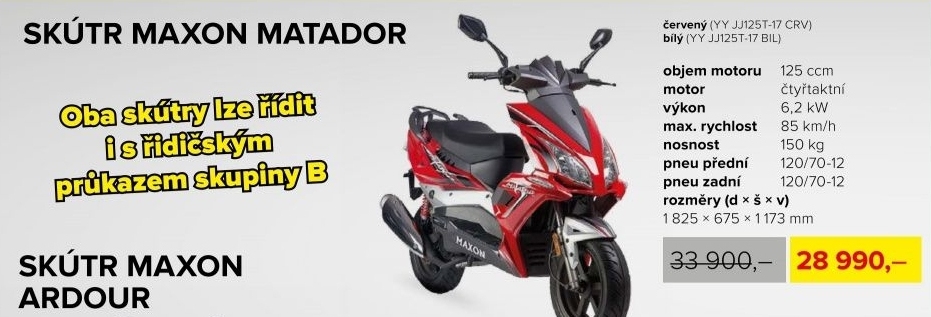 skútr MAXON MATADOR 125 - červený