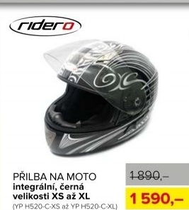 přilba na moto RIDERO otevřená černá, vel. XS