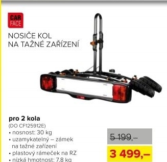 Nosič kol na tažné zařízení CarFace, pro 2 kola, uzamykatelný