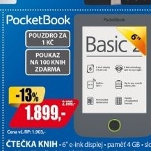 614 Basic 2 6'' e-book greyPOCKETBOOK + POUKAZ A POUZDRO