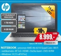 15-af107nc 15,6 A6-6310 4GB 1TB W10HP
