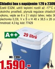 Box chladící Ezetil E32M 12/230V, 29l autochladnička, A++