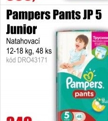Plenky Pampers Pants JP 5 Junior 12-18 kg 48 ks