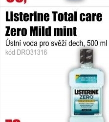 Voda ústní Listerine Total care Zero 500 ml Mild mint