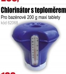 Plovák, chlorinátor s teploměrem pr.18 cm, pro 200g tablety