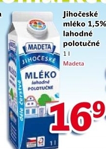 Mléko lahodné Jihočeské Madeta - 1,5% polotučné