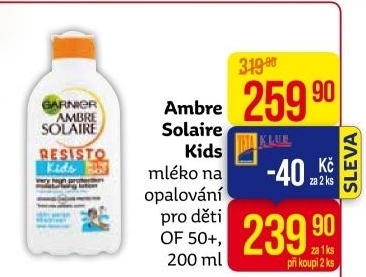 Mléko dětské na opalování OF 50+Ambre Solaire Garnier