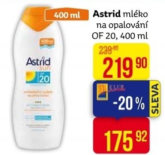Mléko na opalování OF 20 Astrid Sun