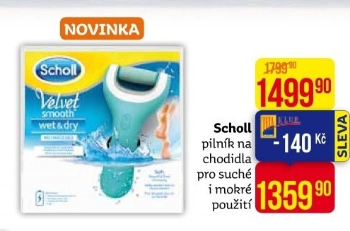 Pilník elektrický na chodidla do vody Velvet smooth Scholl