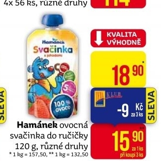 Ovocná kapsička Svačinka Hamánek