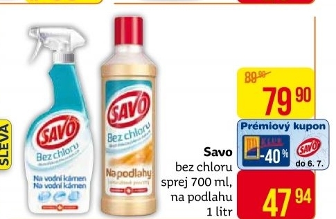 Čistič ve spreji bez chloru Savo