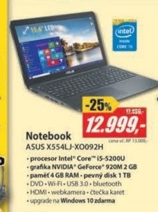X554LJ-XO092H 15,6 i5 4GB 1TB 2G W8