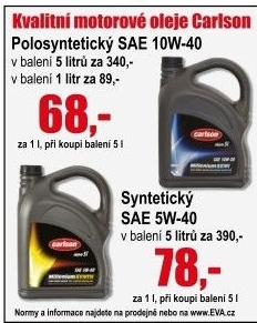 Motorový olej polosyntetický SAE 10W - 40 Carlson Millenium Semi