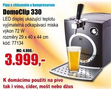Pípa DomoClip 330 výčepní zařízení s chlazením a kompresorem