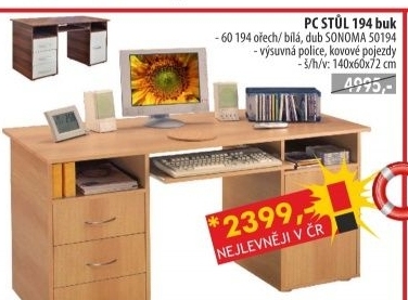 Psací stůl 60194 ořech / bílá