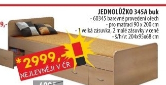 Jednolůžko s úložným prostorem 90 x 200 cm