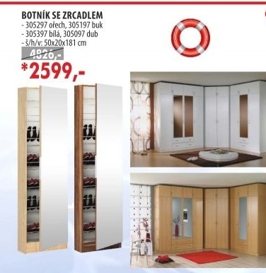 Botník se zrcadlem 305297 ořech