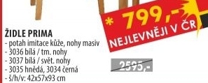 Židle PRIMA bílá/hnědá 3036