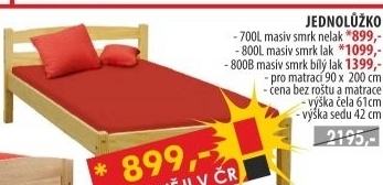 Jednolůžko 700 nelakované