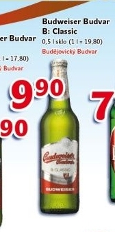 Pivo světlé výčepní B: Classic Budweiser Budvar