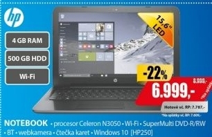 HP250 G4 15,6 N3050 4GB 500GB W10HP
