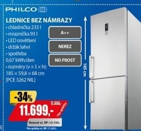 PCE 3262 NIL komb.chladnička PHILCO A++ NEREZ NF
