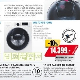 WW 70K5210UW/LE PRAČKASAMSUNG - cashback 1.500,-