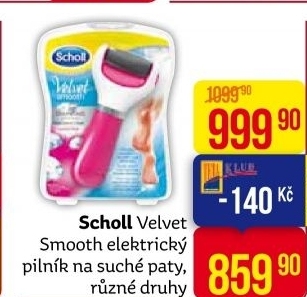Pilník elektrický na chodidla Velvet smooth Scholl