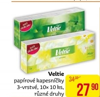Papírové kapesníčky 3vrstvé Veltie Kleenex