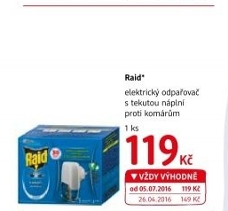 Odpařovač elektrický proti komárům Raid