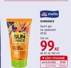 Krémový gel na opalování OF 30 Sport Sundance