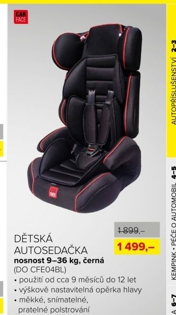 Autosedačka CARFACE 9-36 kg, černá