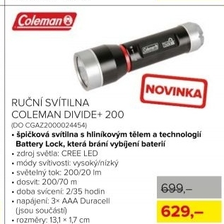 Ruční svítilna COLEMAN DIVIDE+ 200