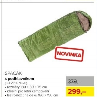 Spacák s podhlavníkem
