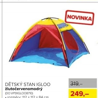 Dětský stan IGLOO - žluto-červeno-modrý