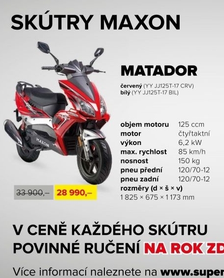 skútr MAXON MATADOR 125 - červený