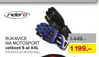 rukavice na moto RIDERO Sport, vel. S
