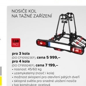 Nosič pro 3 kola na tažné zařízení CarFace, uzamykatelný