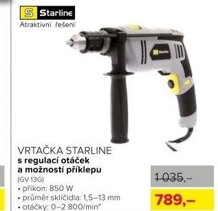 Vrtačka Starline, s regulací otáček