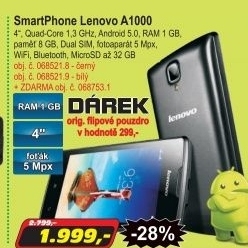 SmartPhone Lenovo A1000 černý + pouzdro ZDARMA