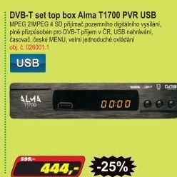 DVB-T set top box s nahráváním Alma T1700