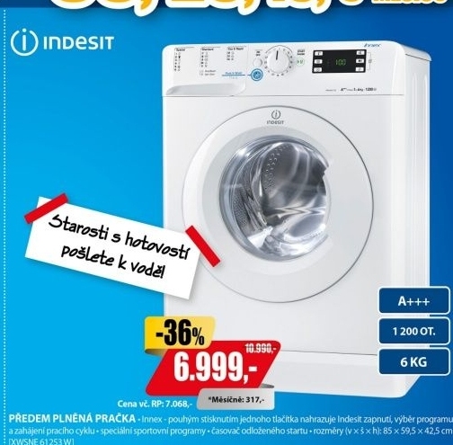 XWSNE 61253 W EU PRAČKA INDESIT / A+++ / 1.200ot