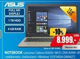 F540SA-DM042T 15,6FHD N3050 4GB 1TB ASUS