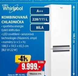 BLF 8122 W CHLADNIČKA KOMBI.WHIRLPOOL A++