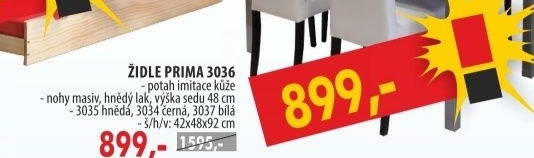 Židle PRIMA bílá/hnědá 3036