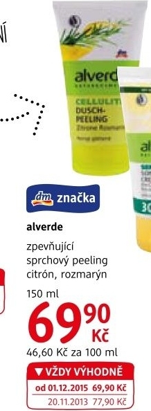 Sprchový peeling zpevňující Alverde