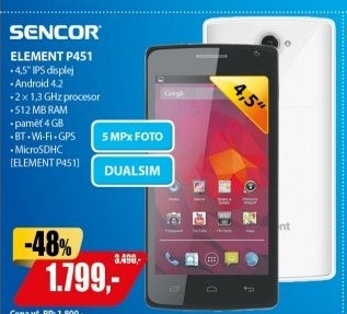 Element P451 BLACK Smartphone SENCOR