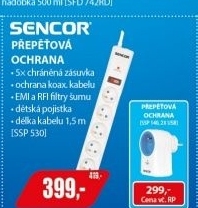 SSP 140 Přep. ochrana 1zás.+2xUSB SENCOR