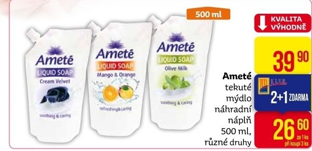 Tekuté mýdlo Ameté- náhradní náplň