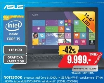 X554LJ-XO092H 15,6 i5 4GB 1TB 2G W8 ASUS